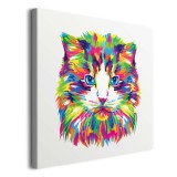 Obraz młodzieżowy Kolorowy kot - barwne zwierzę w abstrakcyjnym stylu 92110 Naklejkomania - zdjecie 2 - miniatura
