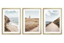Zestaw trzech plakatów ozdobnych na ścianę Letnie widoki - klif, morze, niebo, plaża, pole 91036 Naklejkomania - zdjecie 4 - miniatura