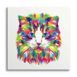 Obraz młodzieżowy Kolorowy kot - barwne zwierzę w abstrakcyjnym stylu 92110 Naklejkomania - zdjecie 1 - miniatura