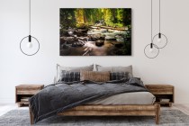 Obraz na płótne Dziki strumyk - leśny krajobraz natury; drzewa, potok i kamienie 92125 Naklejkomania - zdjecie 3 - miniatura