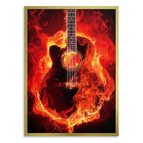 Plakat na ścianę  Ostra muzyka - płonąca w ogniu czarna gitara 91040 - zdjęcie 4