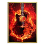Plakat na ścianę  Ostra muzyka - płonąca w ogniu czarna gitara 91040 Naklejkomania - zdjecie 4 - miniatura