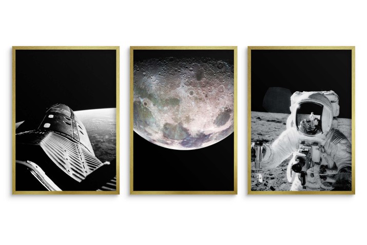 Zestaw trzech plakatów ozdobnych na ścianę Księżyc, astronauta i rakieta w kosmosie (NASA) 91035 - zdjęcie 4