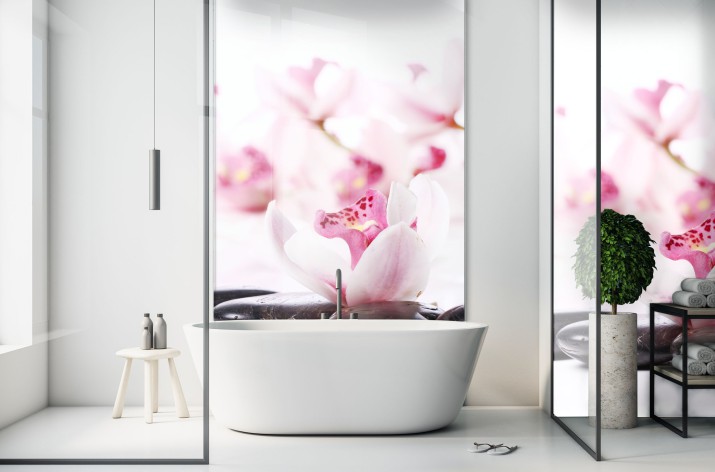 Panel szklany do łazienki różowa orchidea 24012