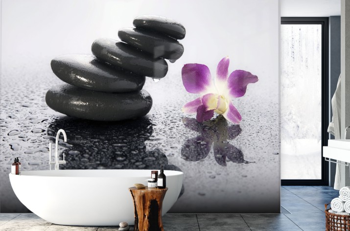 Panel szklany do łazienki orchidea i kamienie 24011 - zdjęcie 1