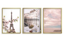 Zestaw trzech plakatów plakaty dekoracyjne na ścianę postery ozdobne pastelowy Paryż KP274 Naklejkomania - zdjecie 2 - miniatura