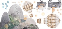 Naklejki dla dzieci pastelowe góry, balony i zwierzaki 22062 Naklejkomania - zdjecie 2 - miniatura