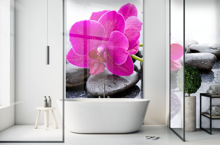 Panel szklany do łazienki różowa orchidea 23079