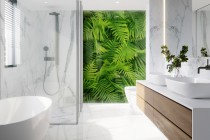 Panel szklany do łazienki Tropikalna dżungla - naturalne zielone liście paproci 93019 Naklejkomania - zdjecie 1 - miniatura