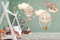 Naklejki dla dzieci balony i samolot w odcieniach beżu 22065 Naklejkomania - zdjecie 1 - miniatura