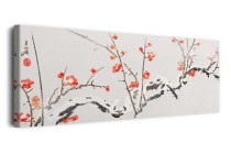 Obraz na ścianę  Reprodukcja Kwitnąca śliwka w śniegu - reprodukcja japońskiej grafiki, Yamaoka Geppo 92184 Naklejkomania - zdjecie 3 - miniatura