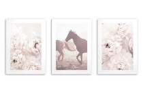 Ozdobne plakaty pastelowy dotyk - koń piwonia róż 91052 Naklejkomania - zdjecie 3 - miniatura