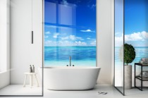 Panel szklany dekoracyjny do łazienki błękit oceanu 23095 Naklejkomania - zdjecie 1 - miniatura