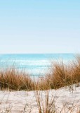 Panel szklany do łazienki Letnia plaża - widok na morze, piasek, trawę i niebo 93016 Naklejkomania - zdjecie 2 - miniatura