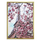 Plakat na ścianę poster z pięknym widokiem na kwiaty wiśni i w tle wieży Eiffla 61486 Naklejkomania - zdjecie 3 - miniatura