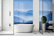 Panel szklany do łazienki Błękitne góry - pejzaż nieba i lasów we mgle 93000 Naklejkomania - zdjecie 1 - miniatura