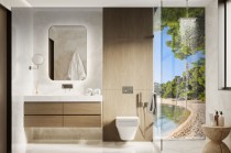 Panel szklany dekoracyjny do łazienki śródziemnomorska plaża 42134 Naklejkomania - zdjecie 1 - miniatura