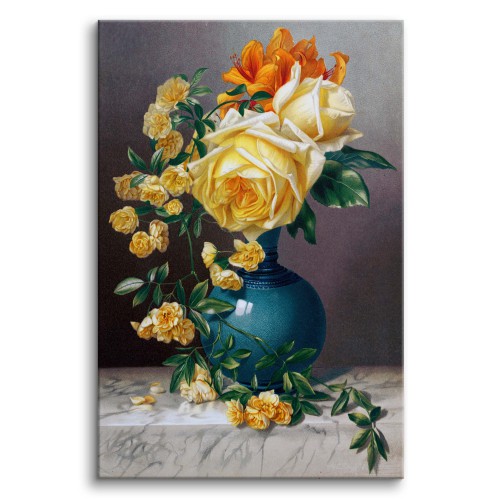 Obraz na ścianę Żółte róże „Marechal Niel” w wazonie (reprodukcja) 92161