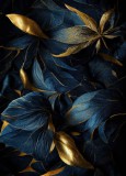 Panel szklany do łazienki Eleganckie rośliny - niebiesko-złote liście  93028 Naklejkomania - zdjecie 2 - miniatura