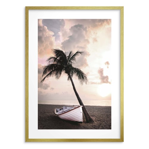 Plakat na ścianę  łódka na plaży - łódka przy palmie plaża 91041 - zdjęcie 3