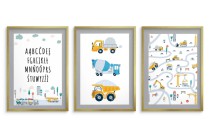 Zestaw trzech plakatów plakaty na ścianę budowa, pojazdy budowlane KD051 Naklejkomania - zdjecie 3 - miniatura