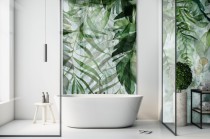 Szyba dekoracyjna do łazienki tropikalne liście 21183 Naklejkomania - zdjecie 1 - miniatura