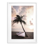 Plakat na ścianę  łódka na plaży - łódka przy palmie plaża 91041 Naklejkomania - zdjecie 2 - miniatura