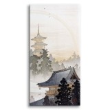 Obraz na ścianę Pagoda i tęcza - reprodukcja japońskiego krajobrazu, Ohara Koson 92165 Naklejkomania - zdjecie 1 - miniatura