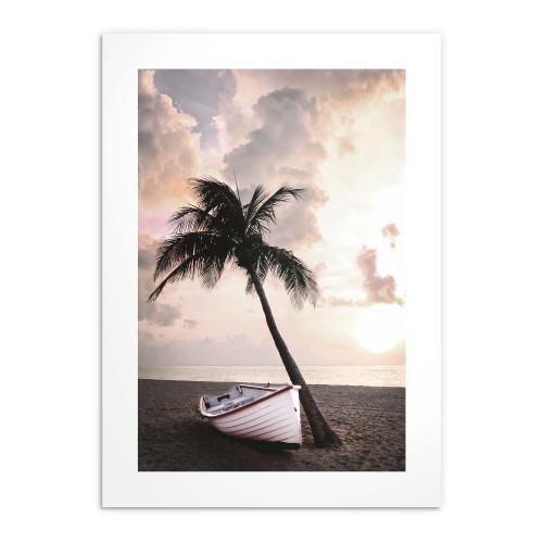 Plakat na ścianę  łódka na plaży - łódka przy palmie plaża 91041 - zdjęcie 4
