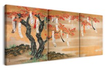 Obraz tryptyk Reprodukcja Japońskie drzewo z wierszami - reprodukcja grafiki, Tosa Mitsuoki 92186 Naklejkomania - zdjecie 2 - miniatura