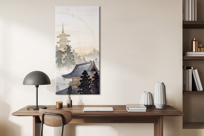 Obraz na ścianę Pagoda i tęcza - reprodukcja japońskiego krajobrazu, Ohara Koson 92165 - zdjęcie 3