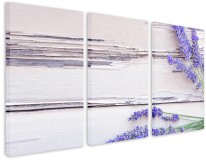 Tryptyk lawenda na białym drewnie 32278 Naklejkomania - zdjecie 1 - miniatura