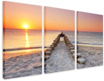 Tryptyk zachód słońca na plaży 32281 Naklejkomania - zdjecie 1 - miniatura
