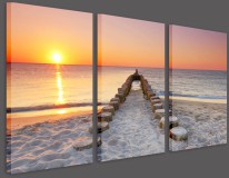 Tryptyk zachód słońca na plaży 32281 Naklejkomania - zdjecie 3 - miniatura
