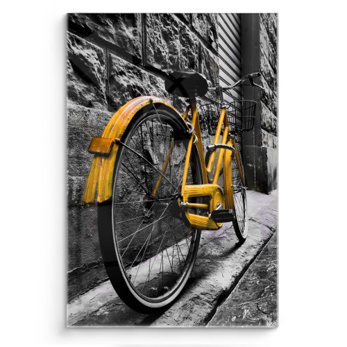 Obraz na szkle Żółty rower 20420 01 Naklejkomania - zdjecie 1
