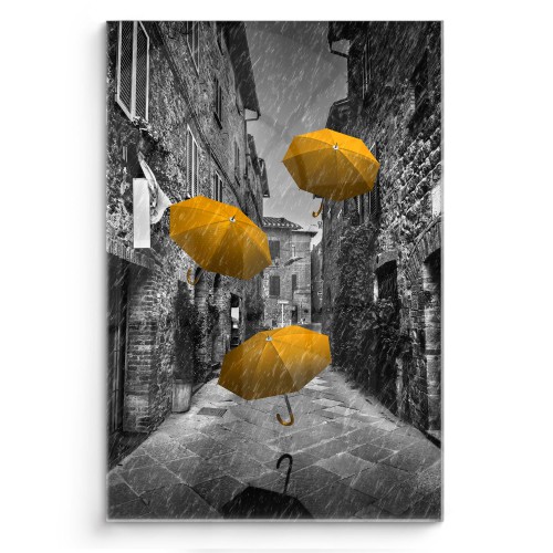 Obraz na szkle Kolorowe parasole w deszczu 20420 02