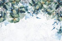 Fototapeta kwiaty akwarelowe w błękicie i zieleni 21249 Naklejkomania - zdjecie 2 - miniatura