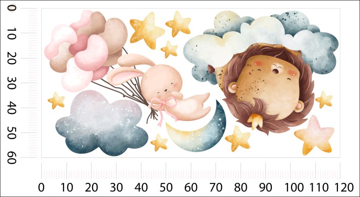 Naklejki dla dzieci na ścianę Zwierzątka wśród nocnego nieba 32324 - zdjęcie 2