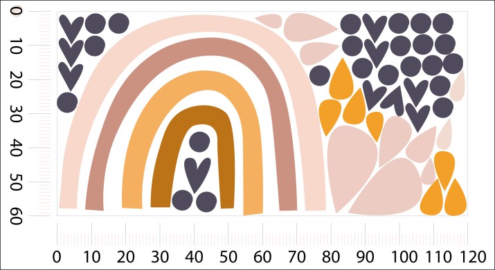 Naklejki dla dzieci na ścianę Pastelowe graficzne wzory - tęcza, krople, serduszka 32347 - zdjęcie 2