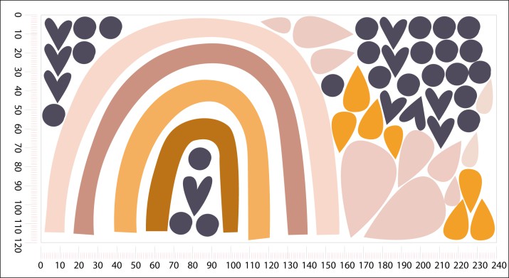Naklejki dla dzieci na ścianę Pastelowe graficzne wzory - tęcza, krople, serduszka 32347 - zdjęcie 3
