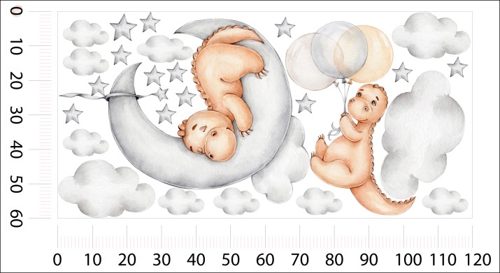 Naklejki dla dzieci na ścianę Dinozaury i nocne niebo 32341 - zdjęcie 2