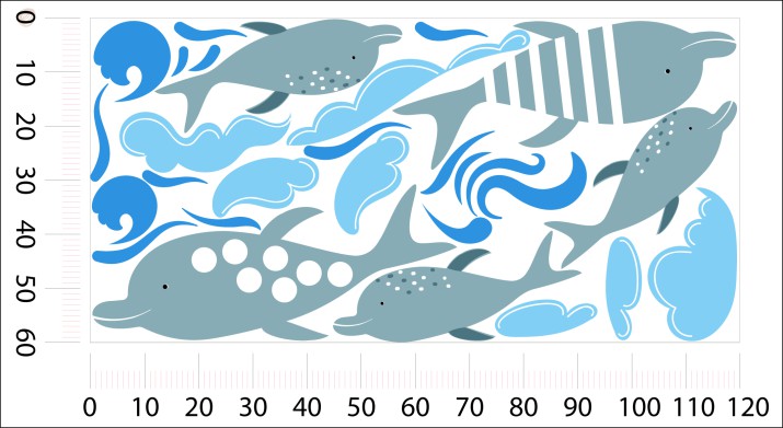 Naklejki dla dzieci na ścianę Graficzne delfinki 32308 - zdjęcie 3