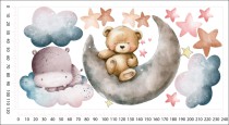 Naklejki dla dzieci na ścianę Pastelowe sny - miś i hipopotam 32322 Naklejkomania - zdjecie 3 - miniatura