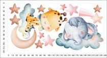 Naklejki dla dzieci na ścianę Pastelowa noc - śpiący słonik i żyrafa 32325 Naklejkomania - zdjecie 3 - miniatura