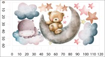 Naklejki dla dzieci na ścianę Pastelowe sny - miś i hipopotam 32322 Naklejkomania - zdjecie 2 - miniatura