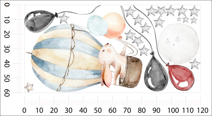 Naklejka dla dzieci na ścianę Lot balonem na księżyc 32345 - zdjęcie 2