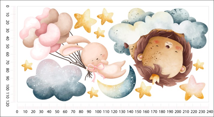 Naklejki dla dzieci na ścianę Zwierzątka wśród nocnego nieba 32324 - zdjęcie 3