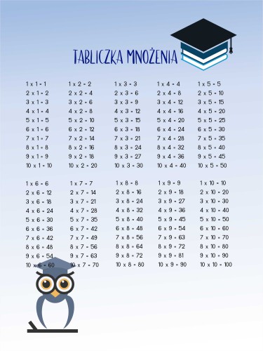Edukacyjna okleina na szafę - Tabliczka mnożenia i mądra sowa 25110 - zdjęcie 2