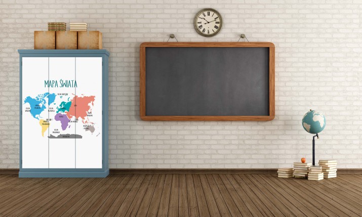 Edukacyjna okleina na szafę - Mapa świata 25101