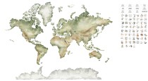 Tablica ferromagnetyczna Akwarelowa mapa świata + zwierzęta świata Naklejkomania - zdjecie 2 - miniatura